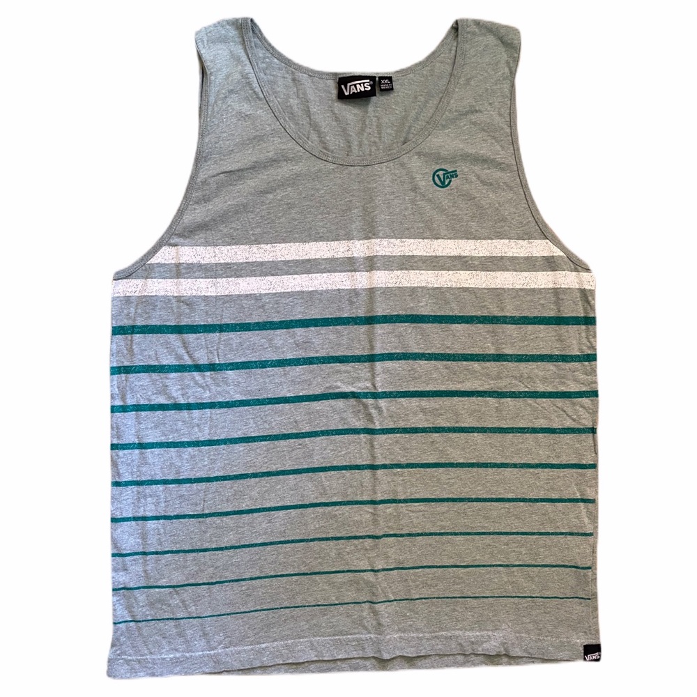 Vans Men’s Striped Gray Tank Top Shirt Size XXL